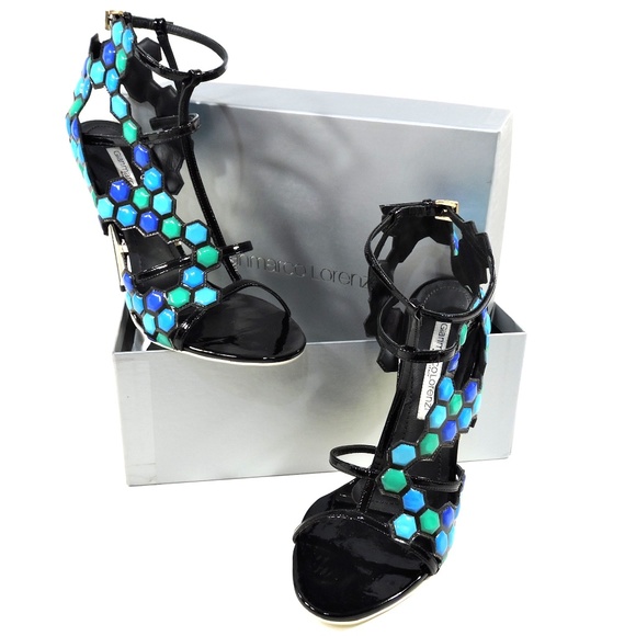 GIANMARCO LORENZI 🇮🇹 WOMEN'S MULTICOLOR LEATHER FASHION SANDALS - Picture 10 of 10